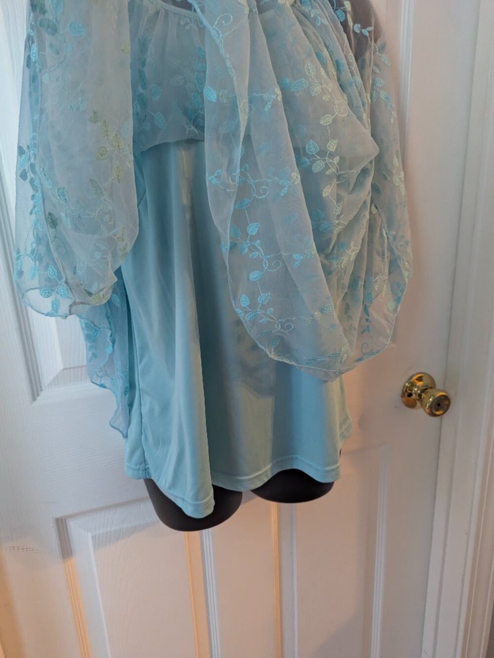 Est 1946 aqua blue sheer top with lining - S - Picture 3 of 6